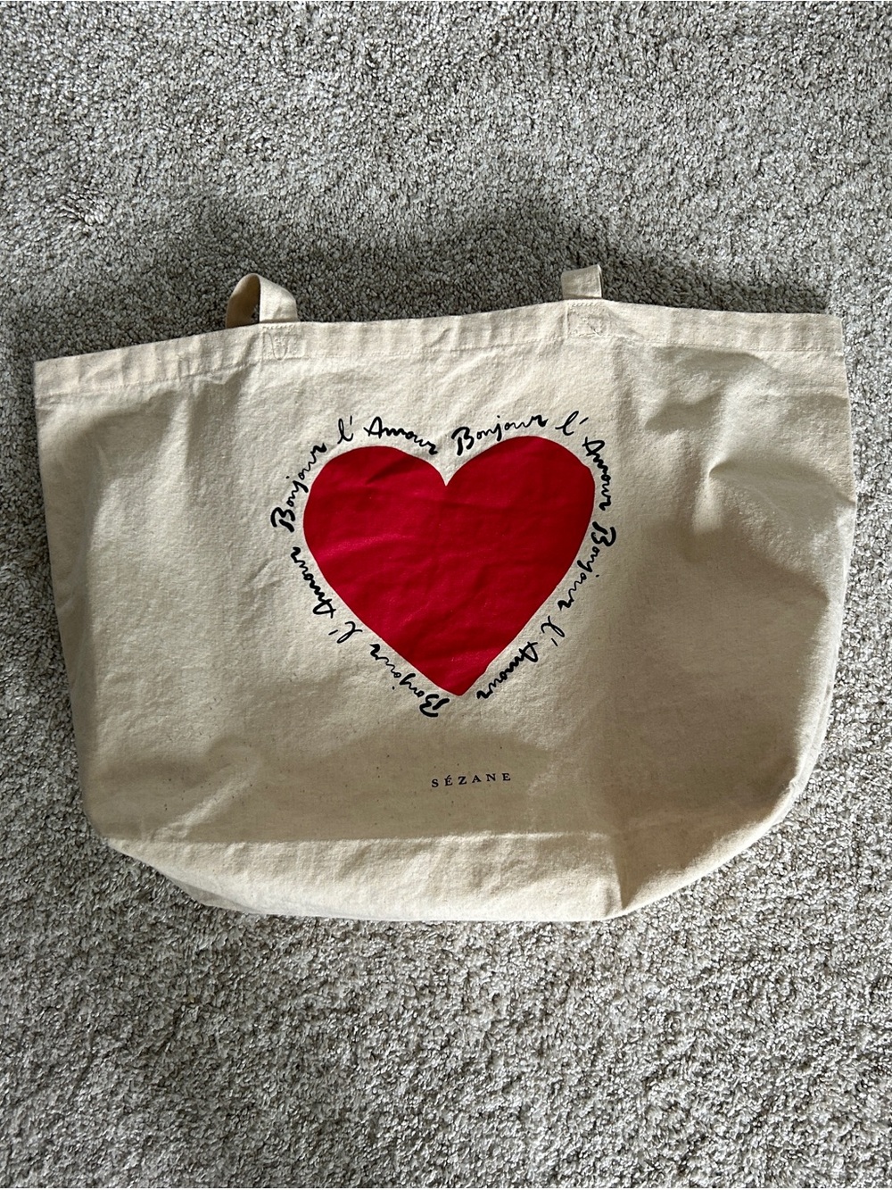 Sézane Canvas Tote with Red Heart